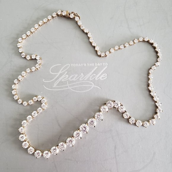 18K Silver Diamonart Graduated Stone 17.5" Necklace - Picture 5 of 10